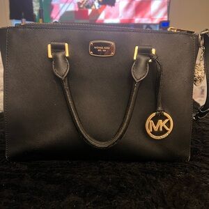 Michael Kors Black Satchel with Gold Accents